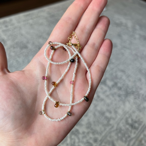 Natural Pearl and tourmaline necklace NO BRAND - Picture 4 of 4